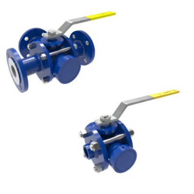 3-way t -tipi ball valve, DN-32-1-4-4-CARBON Steel-PN40 gear