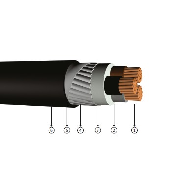 3x400, 0.6/1 kV PVC insulated, flat steel wire armoured, multi-core, copper conducter cables, YVZ3V-R, NYFGY
