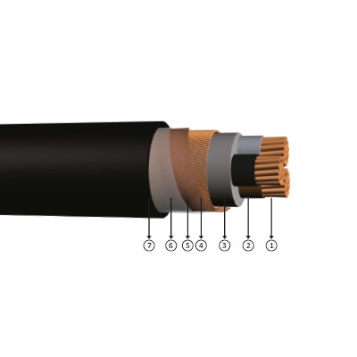 3x150/70, 0.6/1 kV XLPE izoleli, konsantrik iletkenli, çok damarlı, bakır iletkenli kablolar, YXCV-R, CU/XLPE/SC/PVC, N2XCY