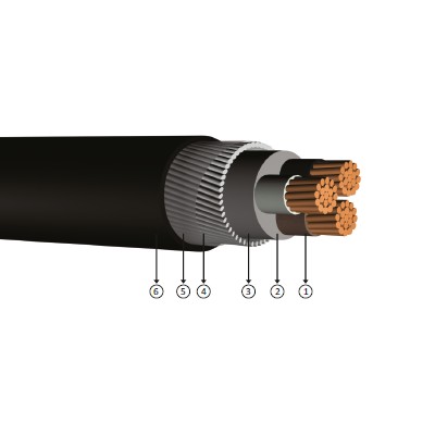 3x16, 0.6/1 kV XLPE insulated, round steel armoured wire, multi-core, copper-conducter cable, YXZ2V-U, YXZ2V-R, CU/XLPE/SWA/PVC, N2xry