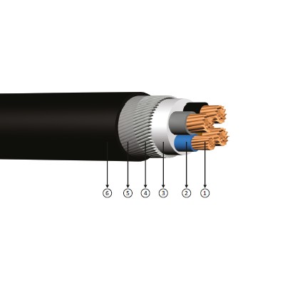 3x35+16, 0.6/1 kV XLPE izoleli, yuvarlak çelik zırhlı tel, çok damarlı, bakır iletkenli kablo, YXZ2V-R, CU/XLPE/SWA/PVC, N2XRY