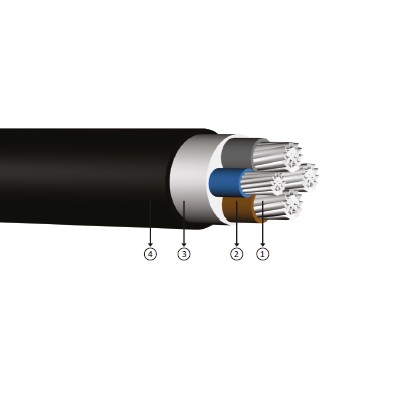 3x120+70, 0.6/1 kV XLPE izoleli, çok damarlı, alüminyum iletkenli kablolar, YAXV-R, AL/XLPE/PVC, NA2XY