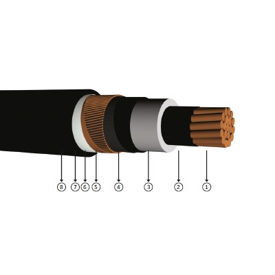 1x120/16, 18/30 kV XLPE insulated, single -core, waterproof, copper -conducter cables, N2XS (F) 2y, CU/XLPE/LW/CWS/LW/LW/PE