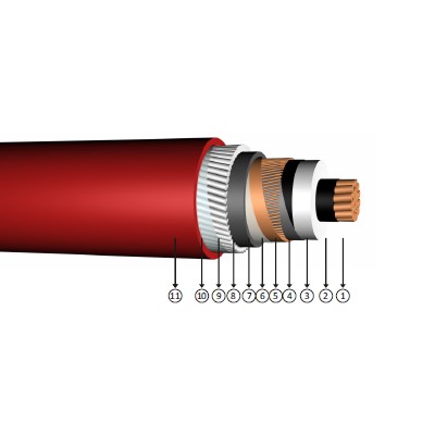 1x240/25, 8.7/15 kV XLPE insulated, single -core, round aluminum wire armoured, copper -conducter cables, N2xsyr (A) Y, CU/XLPE/CWS/PVC/AWA/PVC