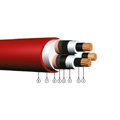 3x185/25, 5.8/10 kV (6/10 kV) veya 6.35/11 kV halojensiz, alev iletmeyen, XLPE izoleli, üç damarlı, bakır iletkenli kablolar, YXC8Z1-R, N2XSEH, CU/XLPE/CTS/LSZH