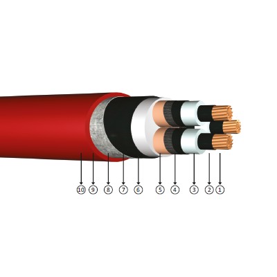 3x95/16, 20.3/35 kV or 20.8/6 kv XLPE insulated, double layer of steel band armoured, three-core, copper-conducter cables, YXC8VZ4V-R, N2xseyby, CU/XLPE/CTS/PVC/STA/PVC