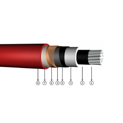 1x400/35, 3.6/6 kV halogen-free, non-flame retardant, XLPE insulated, single-core, aluminum conducter cables, YAXC7Z1-R, NA2XSH, AL/XLPE/CWS/LSZH