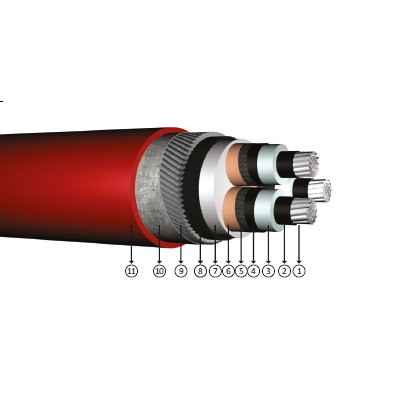 3x50/16, 5.8/10 kV (6/10 kV) or 6.35/11 kV halogen -free, non -flame, XLPE insulated, round steel wire armoured, three -core, aluminum conducter cables, Na2xsehrh, AL/XLPE/CTS/LSZH/SWA /Lszh