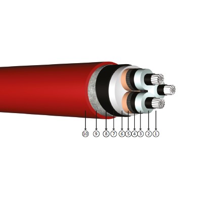3x240/25, 20.3/35 kV or 20.8/36 kV XLPE insulated, double layer of steel band armoured, three-core, aluminum conducter cables, YAXC8VZ4V-R, NA2xseyby, AL/XLPE/CTS/PVC/STA/PVC