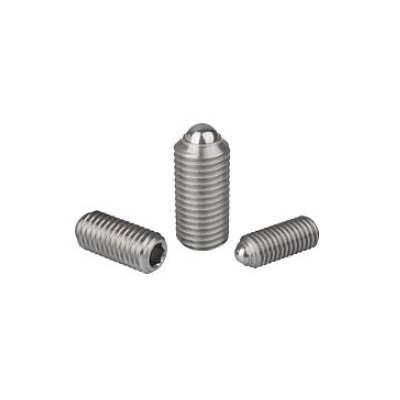 Ball Set Screw Spring Force, Long Tip D=M05 L=20, Stainless Steel,
