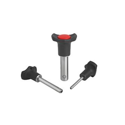 Ball Lock Pins With Mushroom Handle, Form: Metal Collar, D1=1/4, L=2Inch,