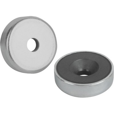 Magnet Pot Magnet, Round, Hard Ferrite, Bil:Steel, D=16±0.15,