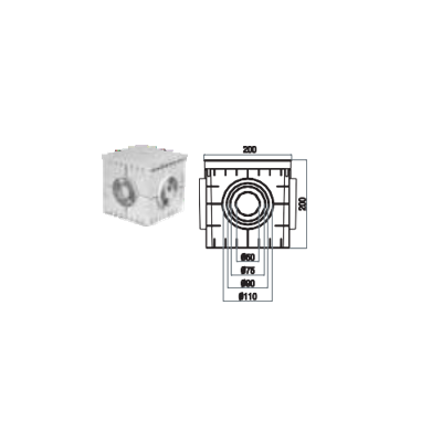 Underground junction box (thermoplastic) - 20 x 20 x 20 mm size - 4 output