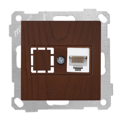 Data socket 1*RJ45 (Cat5e) walnut socket frame