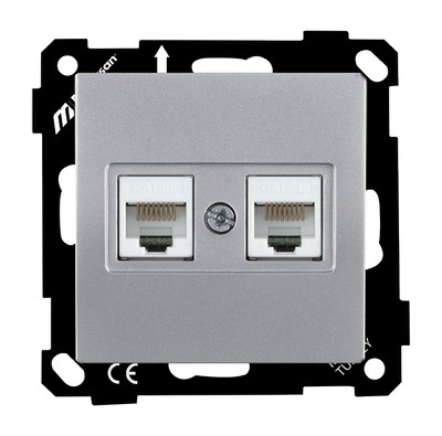 EP-DATA socket 2*RJ45 (CAT5E) Silver
