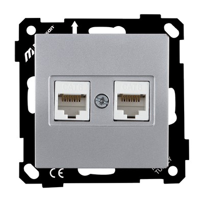 EP Data socket 2*RJ45 (Cat6e) Silver