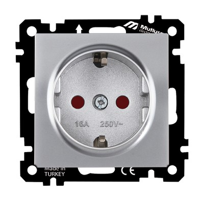 EP-grounded socket (Child protection) Silver