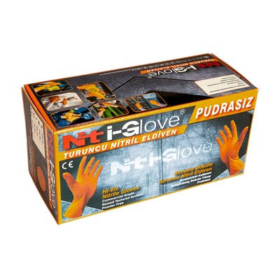 7 mil L Orange Nitrile Gloves Box of 50