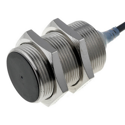 Omron Proximity Sensor, Inductive, Nickel-Brass, Long Body, M30, Shielded, 15 mm, DC, 4-Wire, PNP-Antivalent (NO+NC), 10 M Cable 4548583724877777