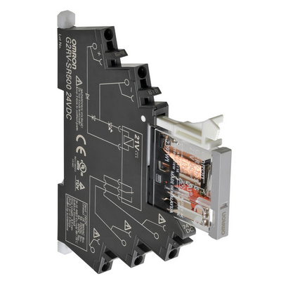 Omron thin relay & black socket, 6 A, SPDT, Push-in Plus Terminal, 24 VDC, Test Switch 4549734135931
