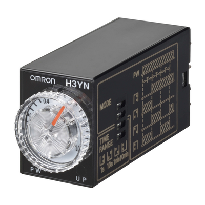 Omron time relay, socket, 14 pin, multifunction, 0.1 S-10 min, 4PDT, 3 a, 100-120 Vac, coil side top, black case 4548583781009