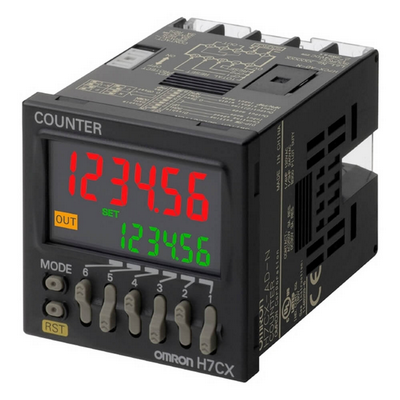 Omron Counter, Plug-in, 11-Pin, DIN 48x48 mm, IP66, 6 Preset & 6 Actual Count Digits, Multifunction: 1-Stage & Total, SPST-NO 3 A RELAY OUTPUT, 100-240 Vac Supply, 12 VDC AUX . Supply 4548583745292