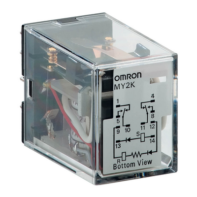Omron Latching Relalay, Plug-in, DPDT, 3 A, Mechanical Indicator, 12 VAC 4536853654498