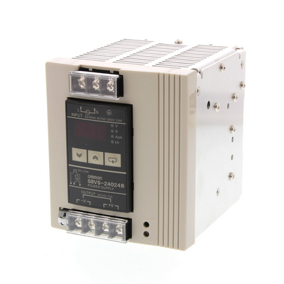 Omron Power Supply, 240 W, 100-240 Vac Input, 24 VDC, 10 A Output, DIN Rail Mounting, Digital Display Running Voltage and Current, Peak Current, and Forecast Monitoring Function with Settable Alarm Po