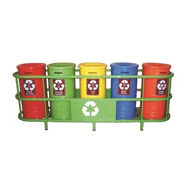 Recycling Bucket Set of 5, Boxed, Painted