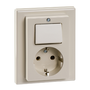 Combination SCHUKO socket/two-way switch, white, glossy, M-SMART-4042811049263