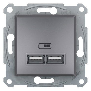 Asfora USB Prizi 2,1A çelik-3606481142375