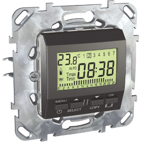 Unica Üst/Sınıf - haftalık programlanabilir termostat - 230 VAC - 2 m - grafit-8420375150698