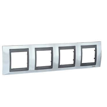Unica Polished chrome-Graphite Quadruple Horizontal frame-8420375154085