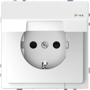 Grounded Socket with Cover, Child Protection Ip44 Lotus White, System Design-3606480889295