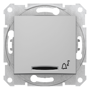 Sedna - 1Kt Bass Button - 10Ax 12V~ Locator Light, Bell Symbol, Frameless Alumn-8690495033687