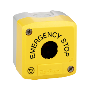 Harmony Xald, Xalk, Empty Control Station, Plastic, Yellow, 1 Cutout, Emergency Stop Sign And Iso13850 Logo-3389110959093