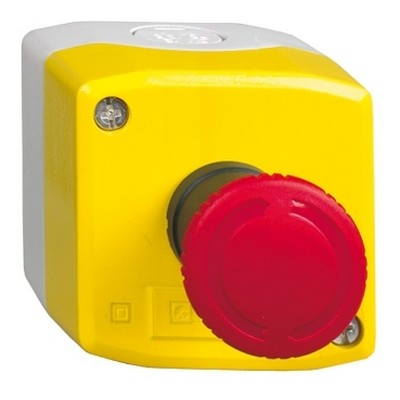 Sarı kumanda kutusu - 1 kırmızı mantar buton Ø40 1NK - EMERGENCY STOP-3606480668982