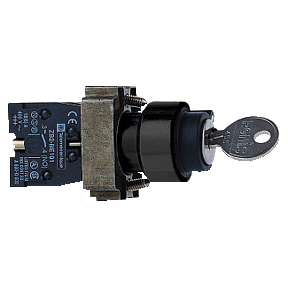black selector switch Ø 22 lock with key 2 positions - 1NO+1NK-3389110674613