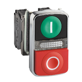 Green Recessed/Red Floating Lighted Double Headed Push Button Ø22 1Na+1Nk 240V-3389110892185