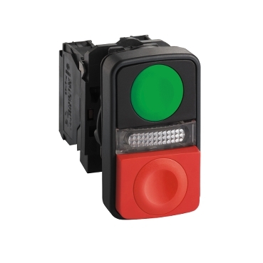 Illuminated pushbutton, green/red double cap 240V-3389119043564