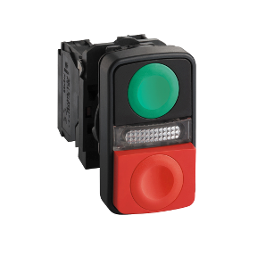 Green Recessed/Red Projecting Illuminated Double Headed Button Ø22 1Na+1Nk 24V-3389110904246