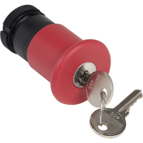 Red Ø40 Emergency Stop, Shutdown Head Trigger Latching Key Released-3389110591781