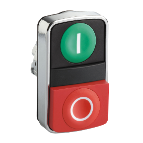 Green Recessed/Red Protruding Double Headed Push Button Ø22 Marked-3389110888331
