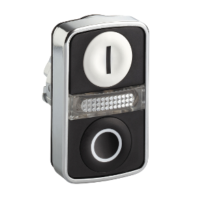 White Recessed/Black Recessed Illuminated Double Headed Push Button Ø22 Marked-3389119043731