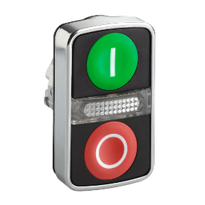 Green Recessed/Red Recessed Illuminated Double Headed Push Button Ø22 Marked-3389119043755