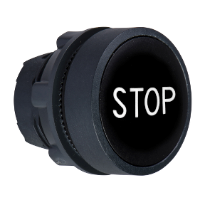 Siyah Sıva Altı Basmalı Düğme Başlığı Ø22 Yaylı Dönüş "Stop"-3389110904505