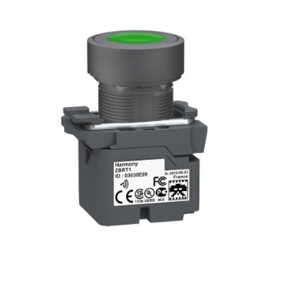 Wireless button transmitter without battery - Ø22 mm plastic green cap-3606480334597