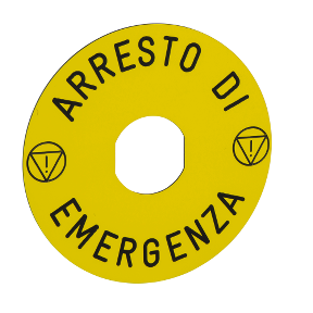 Sign Inscription for Emergency Stop Ø90 -Arresto De Emergenza/Logo Iso13850-3389110099447